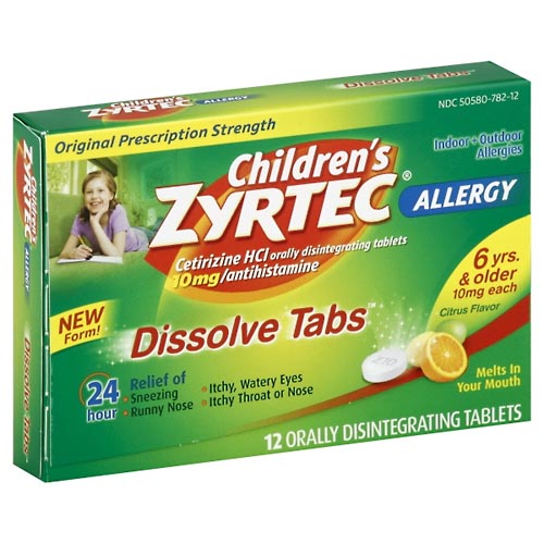 Image for Zyrtec Allergy, Original Prescription Strength, 10 mg, Dissolve Tabs, Citrus Flavor,12ea from Nathan's Wellness Pharmacy & Apothecary