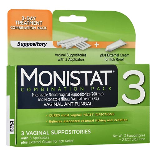 Image for Monistat Vaginal Antifungal, Suppositories + External Cream, Combination Pack,1ea from Nathan's Wellness Pharmacy & Apothecary