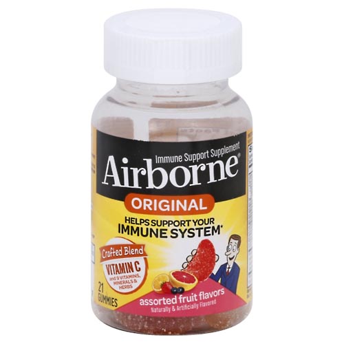 Image for Airborne Immune Support Supplement, Original, Gummies, Assorted Fruit Flavors,21ea from Nathan's Wellness Pharmacy & Apothecary